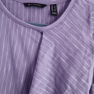 H by Halston Stripped Sleeveless tank with flounce drape large lavender